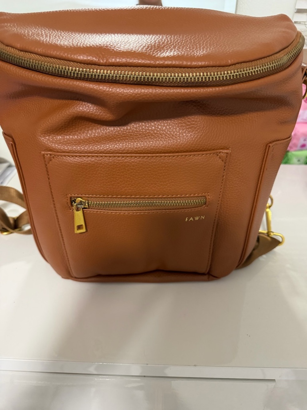 Fawn Design Tan Convertible Backpack Crossbody Bag